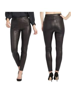 SPANX Black Leather Like Skinny Pull On Pants Vegan Faux 20282Q Size 2X P